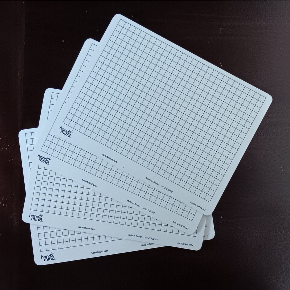 Hand2Mind Double-Sided Write 'N' Wipe Centimeter Grid Board Set of 8